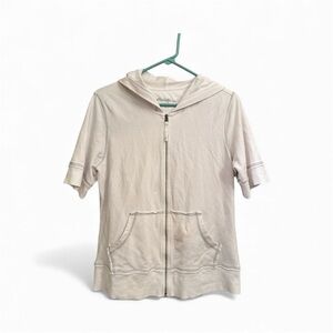 Eddie Bauer Women’s White Short Sleeve Zip-Up Hoodie Sz XL